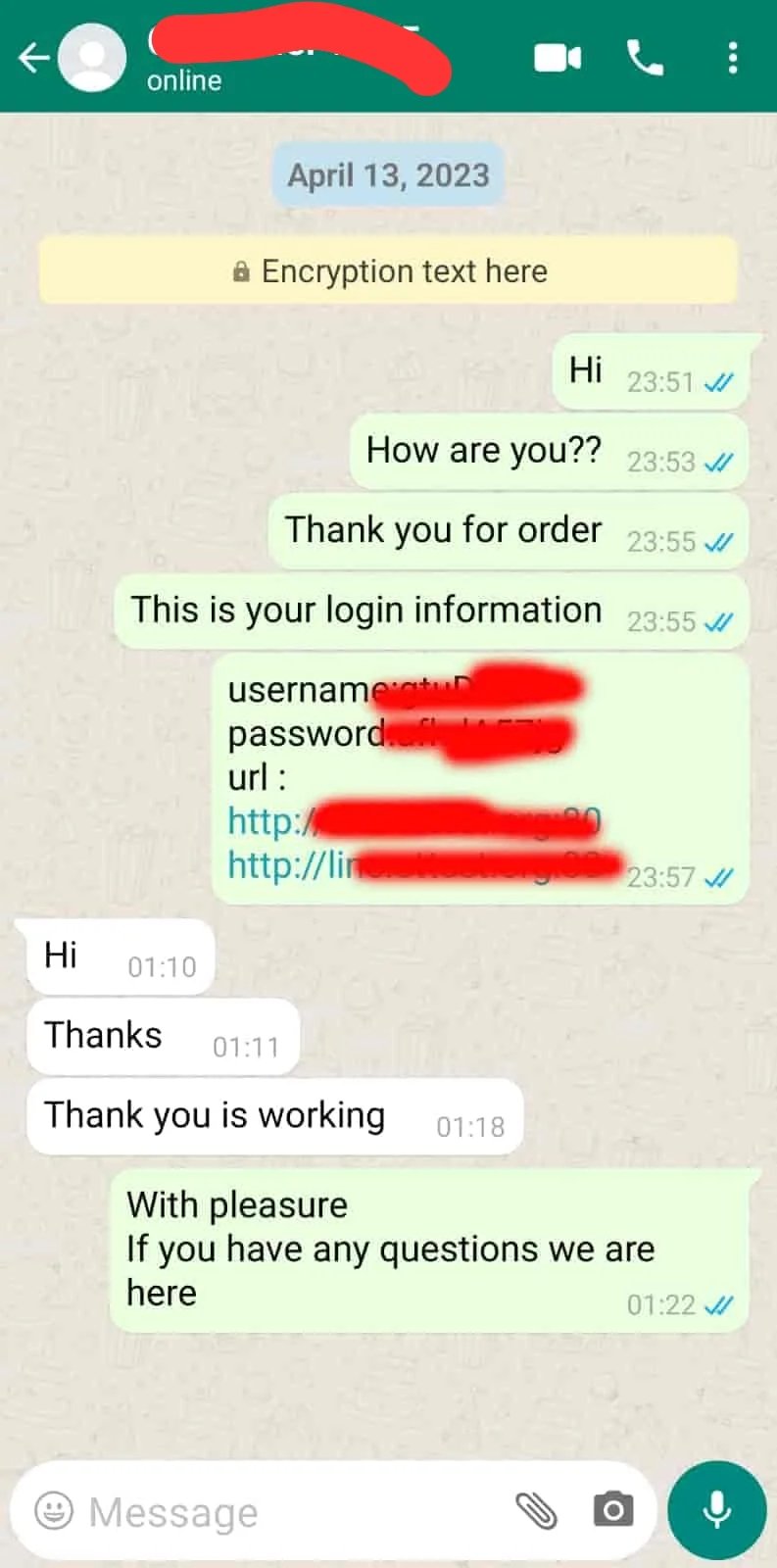 WhatsApp review screenshot